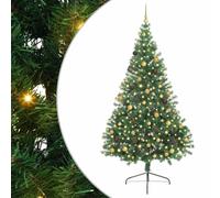 vidaXL Árbol de Navidad Artificial Preiluminado Verde 240 cm PVC, Árbol de Navidad Moderno en Cono, Iluminación Navideña por USB, Pantalla LED, Decoración Festiva para Sala de Estar y Jardín