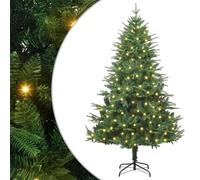vidaXL - Árbol de Navidad artificial preiluminado verde de 180 cm de PVC y polietileno, árbol de Navidad moderno para su salón, luz alimentada por USB, decoración de vacaciones divertida, centro de