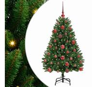 vidaXL Árbol de Navidad Artificial Verde 120 cm PVC y Metal, Árbol de Navidad Minimalista, Iluminado LED, Decoraciones de Temporada, Estilo para Interiores