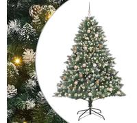 vidaXL Árbol de Navidad Artificial Verde 140 x 140 x 210 cm, Árboles de Navidad Artificiales, Forma de Cono, Decoraciones Modernas para Las Fiestas, Árbol con Luz LED, Sets de Decoración para Interio