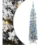 vidaXL Árbol de Navidad Artificial Verde 180 cm PVC, Acero y Plástico, Árbol de Navidad Artificial Moderno, Decorativo y Funcional para la Sala de Estar, con Luces LED, Ideal para Estas Fiestas