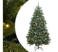 vidaXL Árbol de Navidad Artificial Verde 180 cm PVC y Metal, Árbol de Navidad Minimalista, Iluminado LED, Decoraciones de Temporada, Estilo para Interiores