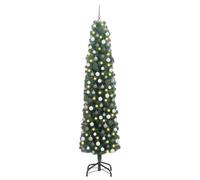 vidaXL Árbol de Navidad Artificial de 210 cm con 300 Leds y 120 Bolas Blancas y Grises. Hecho de PVC Verde, Este árbol es Ideal para Decorar Tanto en Interiores como en Exteriores. Tiene Forma de co
