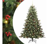vidaXL Árbol de Navidad Artificial Verde 210 cm PVC, Metal y Plástico, Árbol de Navidad USB en Forma de Cono, Verde Minimalista, decoración Interior, ¡Ideal para Las Fiestas
