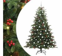 vidaXL Árbol de Navidad Artificial Verde 210 cm PVC, Metal y Plástico, Árbol Navideño Artificial, Diseño Moderno en Cono, Decoración Minimalista, Alimentado por USB, Adorno Verde