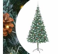 vidaXL Árbol de Navidad Artificial Verde 210 cm PVC y Acero, Adorno navideño en Forma de Cono, Decoraciones de PVC, Luces cálidas Blancas, Moderno para tu Sala Festiva