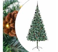 vidaXL Árbol de Navidad Artificial Verde 210 cm PVC y Acero, Adorno navideño en Forma de Cono, Decoraciones de PVC, Luces cálidas Blancas, Moderno para tu Sala Festiva