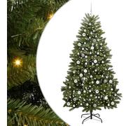 vidaXL Árbol de Navidad Artificial Verde 210 cm PVC y Metal, Árbol de Navidad Minimalista, Iluminado LED, Decoraciones de Temporada, Estilo para Interiores