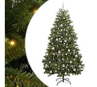 vidaXL Árbol de Navidad Artificial Verde 210 cm PVC y Metal, Árbol de Navidad Minimalista, Iluminado LED, Decoraciones de Temporada, Estilo para Interiores