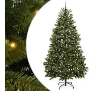 vidaXL Árbol de Navidad Artificial Verde 240 cm PVC y Metal, Árbol de Navidad Minimalista, Iluminado LED, Decoraciones de Temporada, Estilo para Interiores