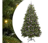 vidaXL Árbol de Navidad Artificial Verde 240 cm PVC y Metal, Árbol de Navidad Minimalista, Iluminado LED, Decoraciones de Temporada, Estilo para Interiores