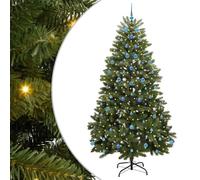 vidaXL Árbol de Navidad Artificial Verde 240 cm PVC y Metal, Árbol de Navidad Minimalista, Iluminado LED, Decoraciones de Temporada, Estilo para Interiores