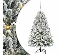 vidaXL Árbol de Navidad Artificial Verde y 120 cm PVC y Metal, Árbol de Navidad Minimalista, Iluminado LED, Decoraciones de Temporada, Estilo para Interiores