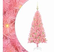 vidaXL Árbol de Navidad con 150 LED con Soporte Rosa 120 cm PVC, Árbol de Vacaciones Moderno y Minimalista, decoración LED, Luces cálidas para el hogar y jardín