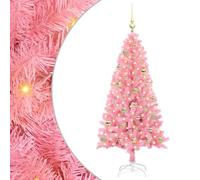 vidaXL Árbol de Navidad con 150 LED con Soporte Rosa 150 cm PVC, Sala de Estar, árbol de Navidad Moderno, decoración Festiva, Luces LED cálidas, exhibición Interior