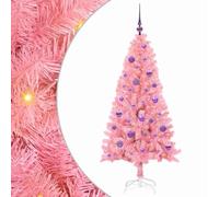 vidaXL Árbol de Navidad con 150 LED con Soporte Rosa 150 cm PVC, Sala de Estar, árbol de Navidad Moderno, decoración Festiva, Luces LED cálidas, exhibición Interior