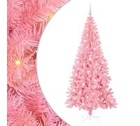 vidaXL Árbol de Navidad con 300 LED con Soporte Rosa 210 cm PVC, Árbol de Vacaciones Moderno y Minimalista, decoración LED, Luces cálidas para el hogar y jardín