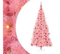vidaXL Árbol de Navidad con 300 LED con Soporte Rosa 210 cm PVC, Árbol de Vacaciones Moderno y Minimalista, decoración LED, Luces cálidas para el hogar y jardín