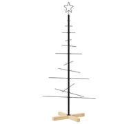 vidaXL Árbol de Navidad con Base de Madera, Adorno para Fiestas, Decoración Navideña, Soporte de Árbol para Hogar Exterior, Metal Negro 120 cm