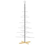 vidaXL Árbol de Navidad con Base de Madera, Adorno para Fiestas, Decoración Navideña, Soporte de Árbol para Hogar Exterior, Metal Negro 180 cm
