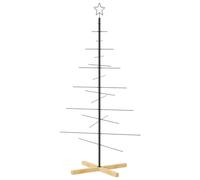 vidaXL Árbol de Navidad con Base de Madera, Adorno para Fiestas, Decoración Navideña, Soporte de Árbol para Hogar Exterior, Metal Negro 150 cm