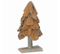 vidaXL Árbol de Navidad con Soporte Marrón 60 cm Madera de Teca Maciza, Árbol de Navidad rústico, decoración Elegante, Centro de Mesa versátil, Adorno Sencillo para el hogar