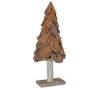 vidaXL Árbol de Navidad con Soporte Marrón 90 cm Madera de Teca Maciza, Árbol de Navidad rústico, decoración Elegante, Centro de Mesa versátil, Adorno Sencillo para el hogar