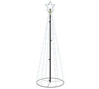 vidaXL Árbol de Navidad Cónico 108 LED Iluminación Navideña Festival Adorno Decoración Jardín Patio Exteiror Interior Blanco Frío 70x180 cm