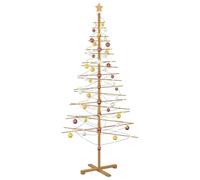 vidaXL Árbol de Navidad de Madera con Soporte Marrón 210 cm Bambú, Sala, Decoraciones Modernas para el hogar, Adornos de Temporada, árbol Festivo Minimalista, Centro navideño ecológico
