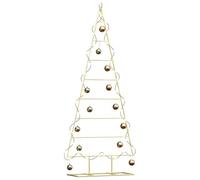 vidaXL Árbol de Navidad de Metal con Soporte Dorado 150 cm, Árbol de Navidad Moderno para Sala, decoración de Acero, Acento Festivo, exhibición de Metal Mate, toques Dorados