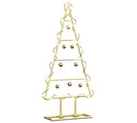 vidaXL Árbol de Navidad de Metal con Soporte Dorado 60 cm, Árbol de Navidad Moderno para Sala, decoración de Acero, Acento Festivo, exhibición de Metal Mate, toques Dorados