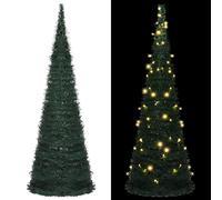 vidaXL Árbol de Navidad Artificial de Cuerda Emergente LED Decoración Adornos Festivos Navideño Vacaciones Patio Interior Exterior Verde 180cm