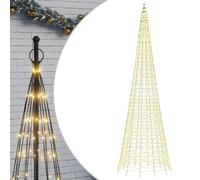vidaXL Árbol de Navidad en asta Bandera 1534 LED Blanco cálido 500 cm, Árbol de Navidad LED, decoración navideña, luz navideña, luz LED, luz navideña para Exteriores