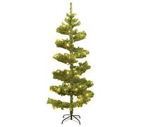 vidaXL Árbol de Navidad en Espiral con Soporte y LED Sala Iluminación Navideña Salón Navideño Fiesta Decoración Festival PVC Verde 180 cm