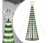 vidaXL Árbol de Navidad LED 275 Leds Blanco frío 180 cm, decoración navideña, luz navideña, luz LED, luz navideña para Exteriores, árbol de Cono de Navidad
