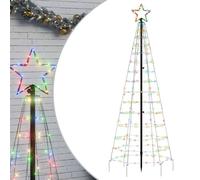 vidaXL Árbol de Navidad LED con estacas 220 Leds de Colores 180 cm, decoración navideña, luz navideña, luz LED, luz navideña para Exteriores, árbol de Cono de Navidad