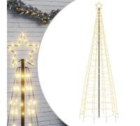 vidaXL Árbol de Navidad LED con estacas 570 Leds Blanco cálido 300 cm, decoración navideña, luz navideña, luz LED, luz navideña para Exteriores, árbol de Cono de Navidad