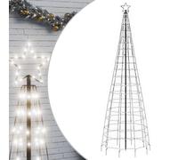 vidaXL Árbol de Navidad LED con estacas 570 Leds Blanco frío 300 cm, decoración navideña, luz navideña, luz LED, luz navideña para Exteriores, árbol de Cono de Navidad