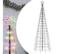 vidaXL Árbol de Navidad LED con estacas 570 Leds de Colores 300 cm, decoración navideña, luz navideña, luz LED, luz navideña para Exteriores, árbol de Cono de Navidad