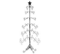 vidaXL Árbol de Navidad para Decoración, Adorno para Fiestas, Marco Navideño Decorativo, Soporte de Árbol para Hogar Exterior, Metal Negro 180 cm