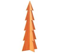 vidaXL Árbol de Navidad Decorativo de Madera Maciza de Pino Marrón - 112 cm - Adorno Con Cera
