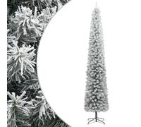 vidaXL Árbol Navidad Estrecho con Soporte y Nieve Artificial, Decoración para Fiestas, Adorno Navideño, Árbol Realista para Hogar Exterior, PVC 300 cm