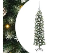 vidaXL Árbol Navideño Artificial Delgado con 150 LED Verde y 120 cm, Árbol Slim Artificial, Decoración Moderna en Forma de Cono, Compacto para Interiores y Exteriores