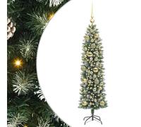 vidaXL Árbol Navideño Artificial Delgado con 150 LED Verde y 120 cm, Árbol Slim Artificial, Decoración Moderna en Forma de Cono, Compacto para Interiores y Exteriores