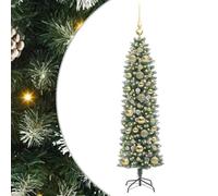vidaXL Árbol Navideño Artificial Delgado con 150 LED Verde y 150 cm, Árbol Slim Artificial, Decoración Moderna en Forma de Cono, Compacto para Interiores y Exteriores