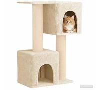 vidaXL - Árbol para gatos con postes de araña de sisal, color crema 114 cm, árbol de gato para sala de estar, rincón de gatos, zona de juegos interior, escalador multinivel, rascador sisal