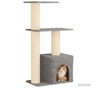 vidaXL - Árbol para gatos con postes de araña de sisal, color gris claro, 133 cm, árbol de gato para sala de estar, dormitorio, mobiliario animal, torre para gatos, rascador, condominio interior