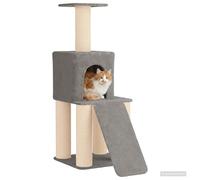 vidaXL - Árbol para gatos con postes de rasca de sisal, color gris claro, 146 cm, árbol de gato para sala de estar, dormitorio, mueble interior, estructura de varios niveles, parque de aventura felino
