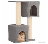 vidaXL - Árbol para gatos con postes de rascar sisal, color gris claro, 114 cm, árbol de gato para sala de estar, rincón de gatos, zona de juegos interior, escalador multinivel, rascador sisal