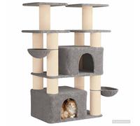 vidaXL Árbol para Gatos con Postes de sisal Gris Claro 147 cm 2 uds.